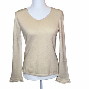 Ann Taylor cashmere metallic gold Sweater